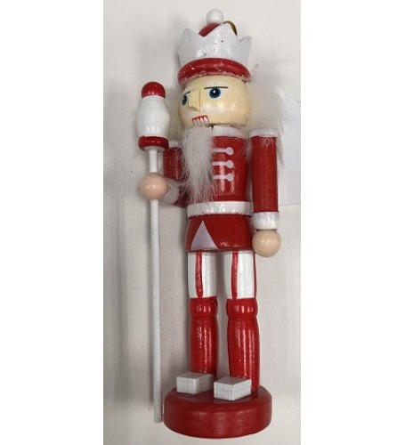 NUTCRACKER RED AND WHITE WITH A STAFF   